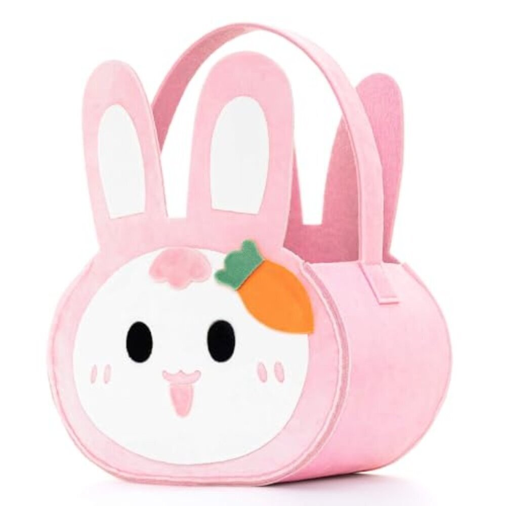 Easter Bunny Basket - Rabbit Bucket Tote for Easter Egg Hunts